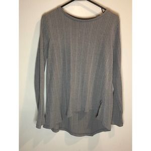 Simply Vera Wang Asymmetrical Hem Grey Ribbed Large Sweater